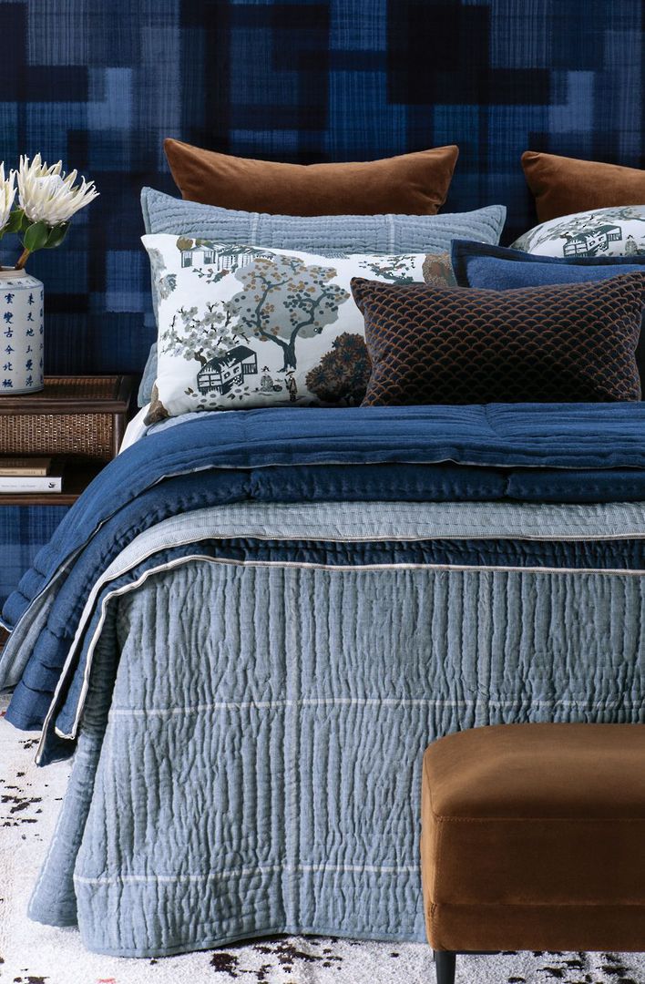 Bianca Lorenne - Quadrato  Bedspread - Pillowcase and Eurocase Sold Separately - Denim Blue image 7